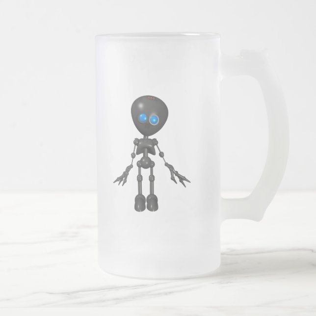 Taza De Cristal Esmerilado Robot Bionic del muchacho 3D - mirando adelante (Derecha)