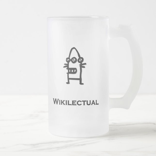 Taza De Cristal Esmerilado Robot ocular Wikilectual negro (Derecha)