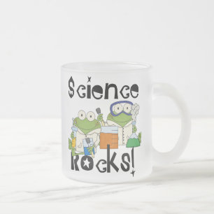 Taza De Cristal Esmerilado Rocas de la ciencia de las ranas