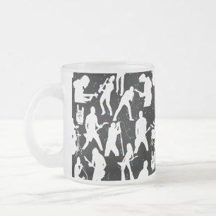 Taza De Cristal Esmerilado Rock Band Silhouette Pattern.w Black BG