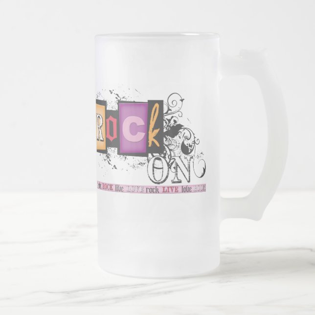 Taza De Cristal Esmerilado Rock On Mug (Derecha)