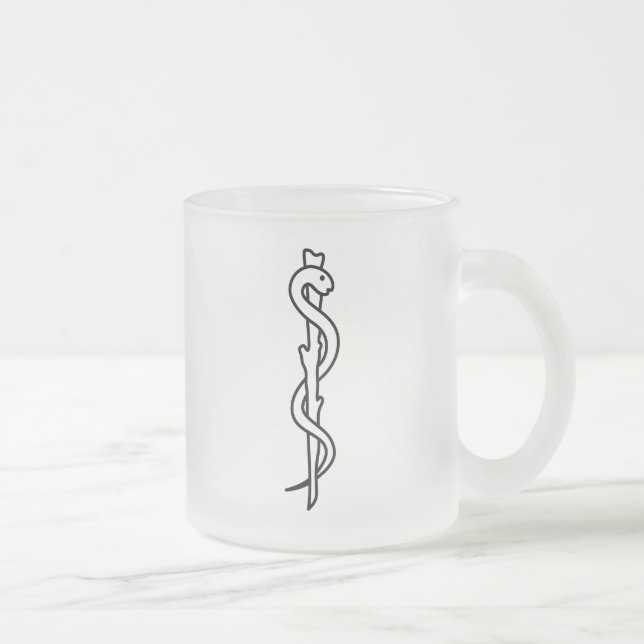 Taza De Cristal Esmerilado Rod de Asclepius [símbolo médico] (Derecha)