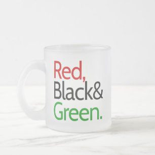 Taza De Cristal Esmerilado Rojo, Negro y Verde-Estadounidense Africano