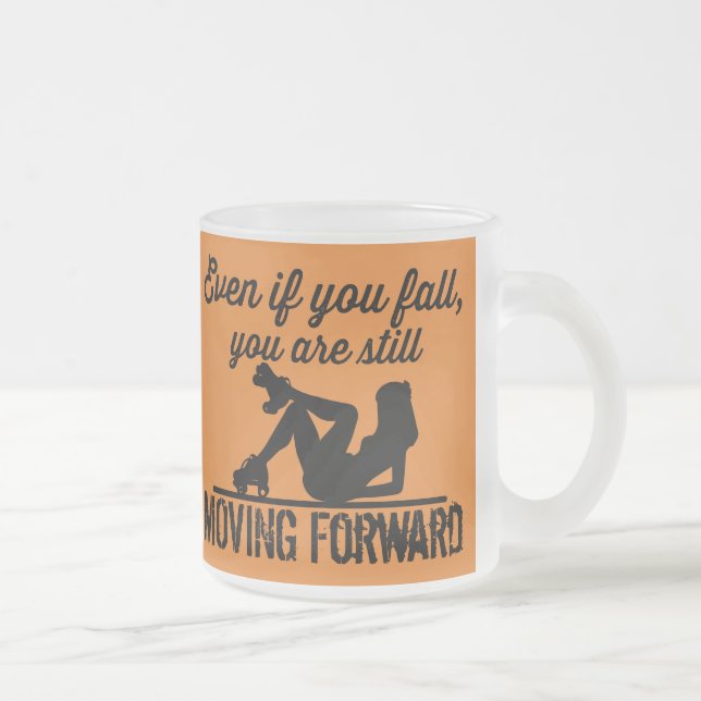Taza De Cristal Esmerilado Roller Derby, si cae, avanza (Derecha)