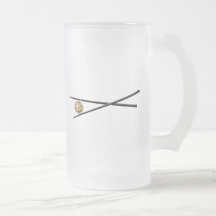 Taza De Cristal Esmerilado Rollo de sushi y palillos - plantilla modificada