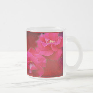 Taza De Cristal Esmerilado Romance y rosas rojas