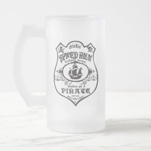 Taza De Cristal Esmerilado Ron = pirata condimentados