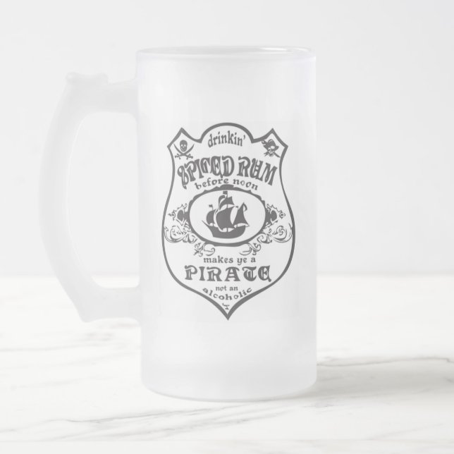 Taza De Cristal Esmerilado Ron = pirata condimentados (Izquierda)