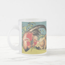 Taza De Cristal Esmerilado Rooster Family Bella Artes Mug