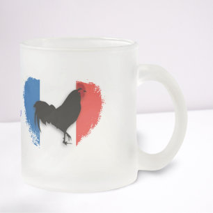 Taza De Cristal Esmerilado Rooster tricolor
