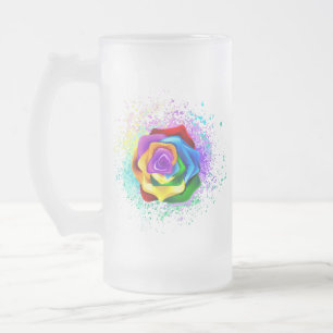 Taza De Cristal Esmerilado Rosa arcoiris colorido