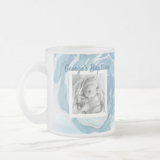 Taza De Cristal Esmerilado Rosa azul brillante bautismo