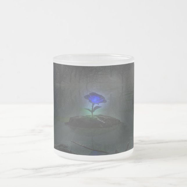 Taza De Cristal Esmerilado Rosa azul Mug (Centro)