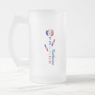 Taza De Cristal Esmerilado Rosa Bandera Francesa Personalizada Grande