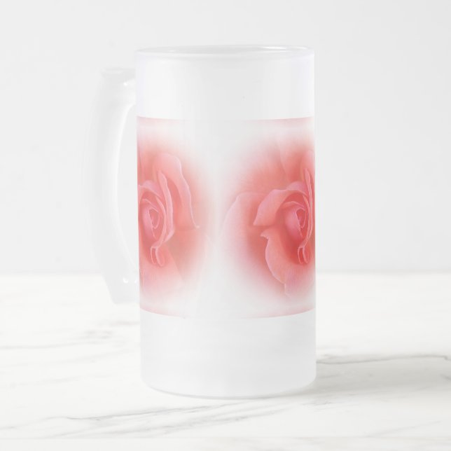 Taza De Cristal Esmerilado rosa de coral rosa (Anverso izquierdo)