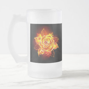 Taza De Cristal Esmerilado Rosa de incendios en auge
