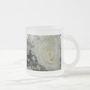 Taza De Cristal Esmerilado Rosa Floral