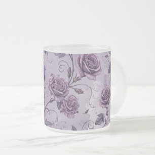 Taza De Cristal Esmerilado Rosa Lavanda Polvorienta Tonos Soñadores Florales