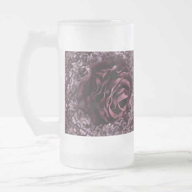 Taza De Cristal Esmerilado Rosa Mandala Mug (Izquierda)