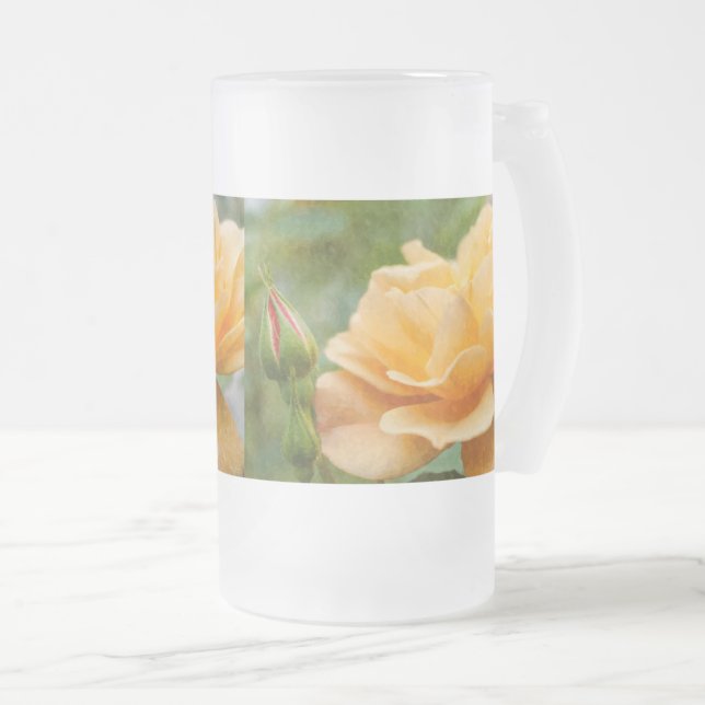 Taza De Cristal Esmerilado Rosa naranja Painterly Frosted Glass Mug (Anverso derecho)