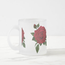 Taza De Cristal Esmerilado Rosa Roja