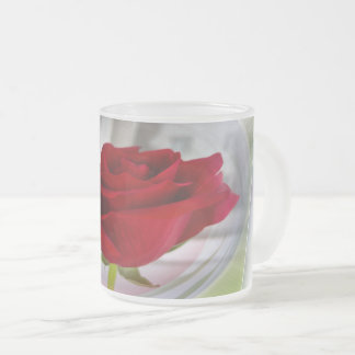 Taza De Cristal Esmerilado Rosa roja 2