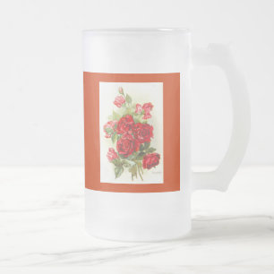 Taza De Cristal Esmerilado rosa rojo