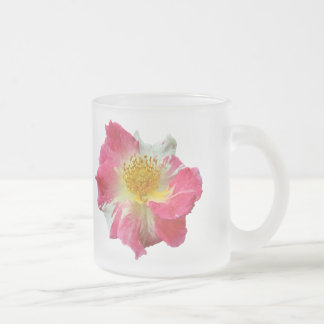 Taza De Cristal Esmerilado Rosa rojo y blanco