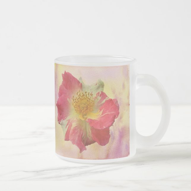 Taza De Cristal Esmerilado Rosa rojo y blanco (Derecha)