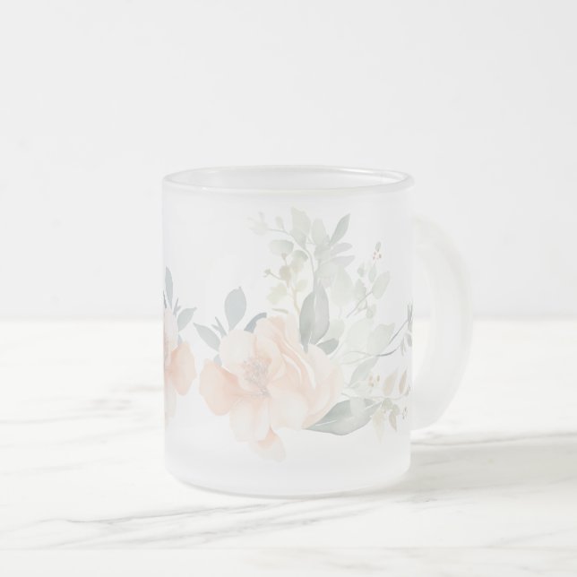 Taza De Cristal Esmerilado Rosa simple rosa moderna floral para ella (Anverso derecho)