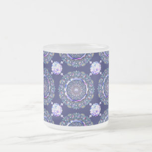 Taza De Cristal Esmerilado Rosario azul