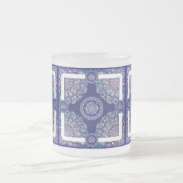 Taza De Cristal Esmerilado Rosario azul