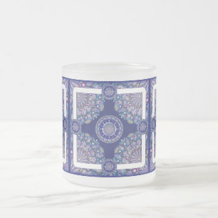 Taza De Cristal Esmerilado Rosario azul