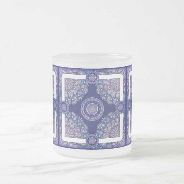 Taza De Cristal Esmerilado Rosario azul (Centro)