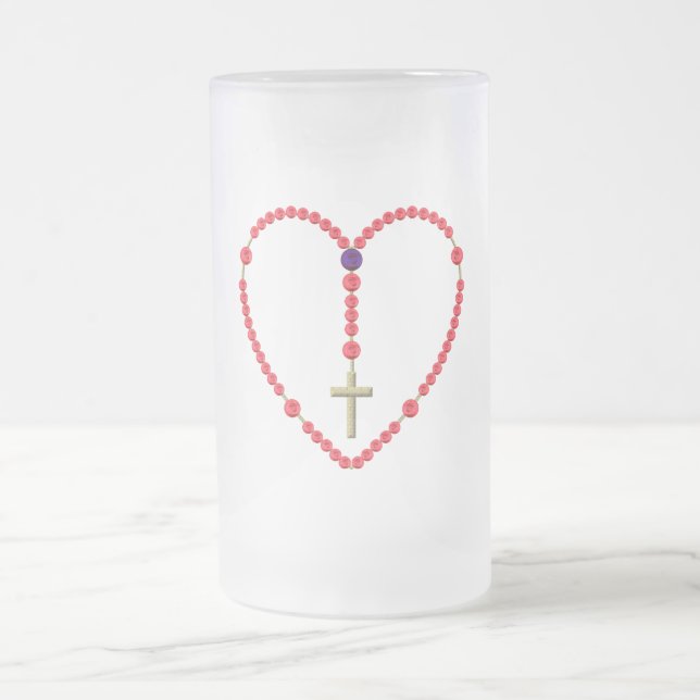 Taza De Cristal Esmerilado Rosario (Rosas rojos y azules) (Centro)