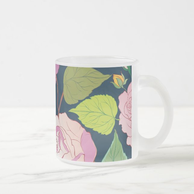 Taza De Cristal Esmerilado Rosas 16 (Derecha)
