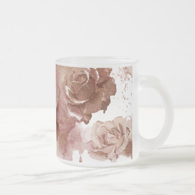 Taza De Cristal Esmerilado Rosas acuáticos 3 (Derecha)