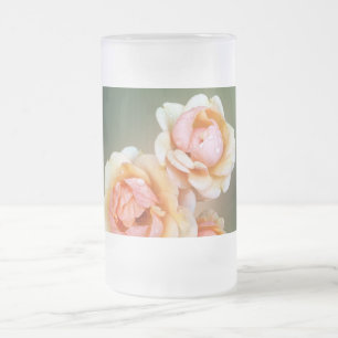 Taza De Cristal Esmerilado rosas amarillas