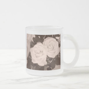 Taza De Cristal Esmerilado Rosas bodas
