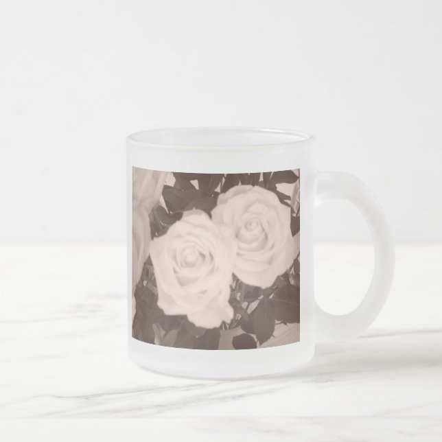 Taza De Cristal Esmerilado Rosas bodas (Derecha)