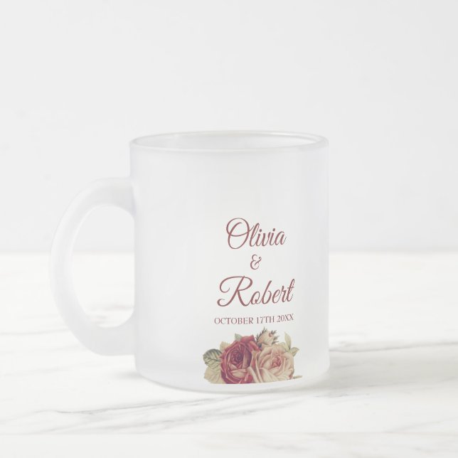 Taza De Cristal Esmerilado Rosas de época (Izquierda)