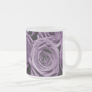 Taza De Cristal Esmerilado Rosas morados