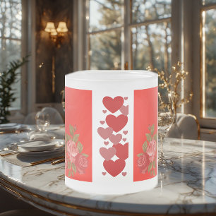 Taza De Cristal Esmerilado Rosas románticos día de San Valentín de corazón ba