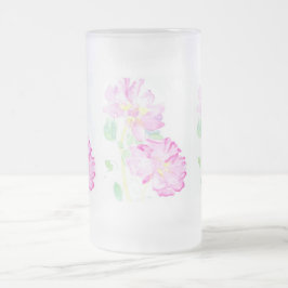 Taza De Cristal Esmerilado Rosas rosas rosas Frotadas Vidrio Mug
