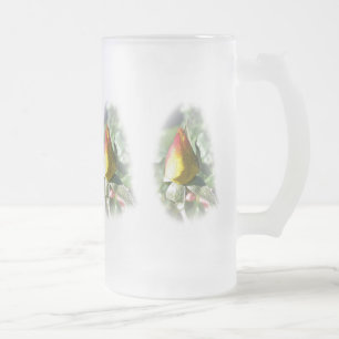 Taza De Cristal Esmerilado rosebudo rosa amarillo