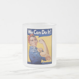 Taza De Cristal Esmerilado Rosie la Remachadora: Mujeres Fuertes Empoderamien