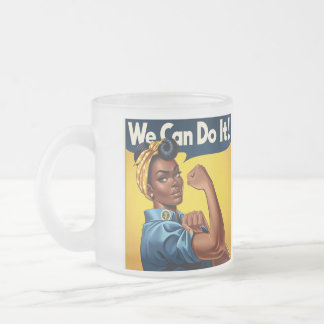 Taza De Cristal Esmerilado Rosie the Riveter African American Lady