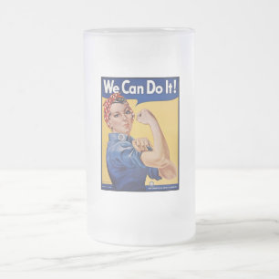 Taza De Cristal Esmerilado Rosie the Riveter: El empoderamiento femenino fuer
