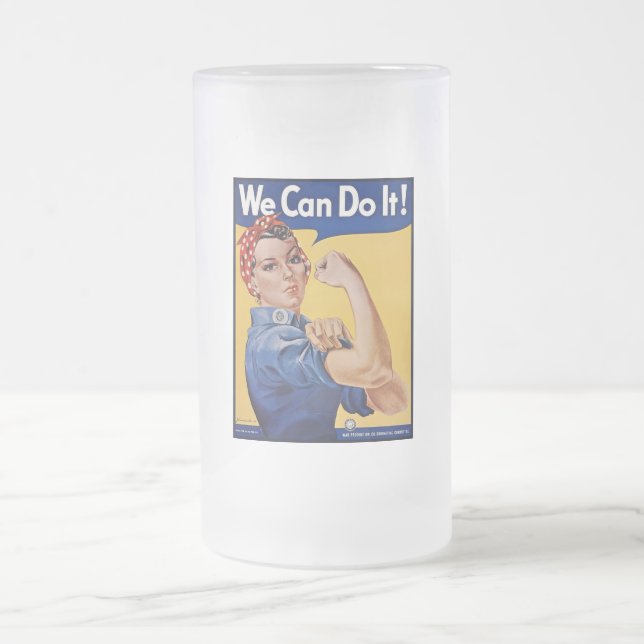 Taza De Cristal Esmerilado Rosie the Riveter: El empoderamiento femenino fuer (Centro)