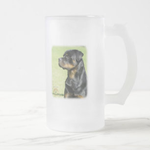 Taza De Cristal Esmerilado Rottweiler